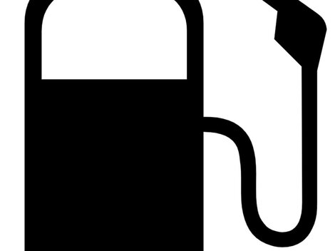 Ein schwarzes Piktogramm einer Benzinpumpe. Es symbolisiert Kraftstoff und Tankstellen.