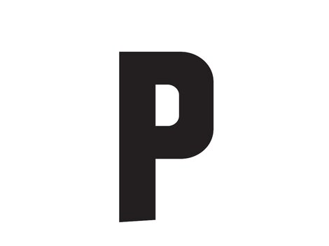 Ein großes, schwarzes "P" auf weißem Hintergrund. Das Design ist schlicht und modern.