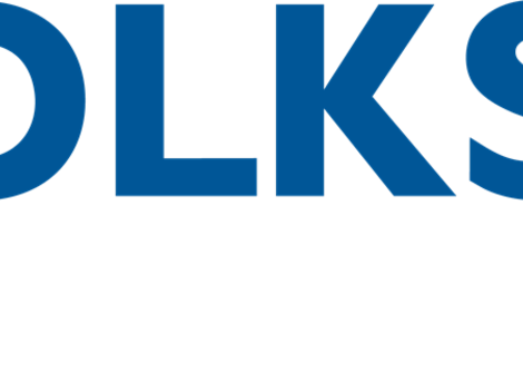 Ein Logo der Volksbank Tirol in Blau. Es zeigt den Schriftzug "VOLKSBANK TIROL" mit einem stilisierten Flügel-Symbol.