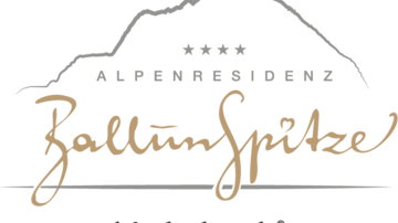 The logo of the Alpenresidenz Ballunspitze features a stylized mountain silhouette. It represents a hotel for families, issued by kinderhotels®.