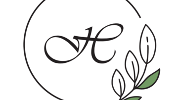 Ein elegantes Logo mit dem Buchstaben „H“ und stilisierten Blättern. Es zeigt eine einfache, natürliche Ästhetik.